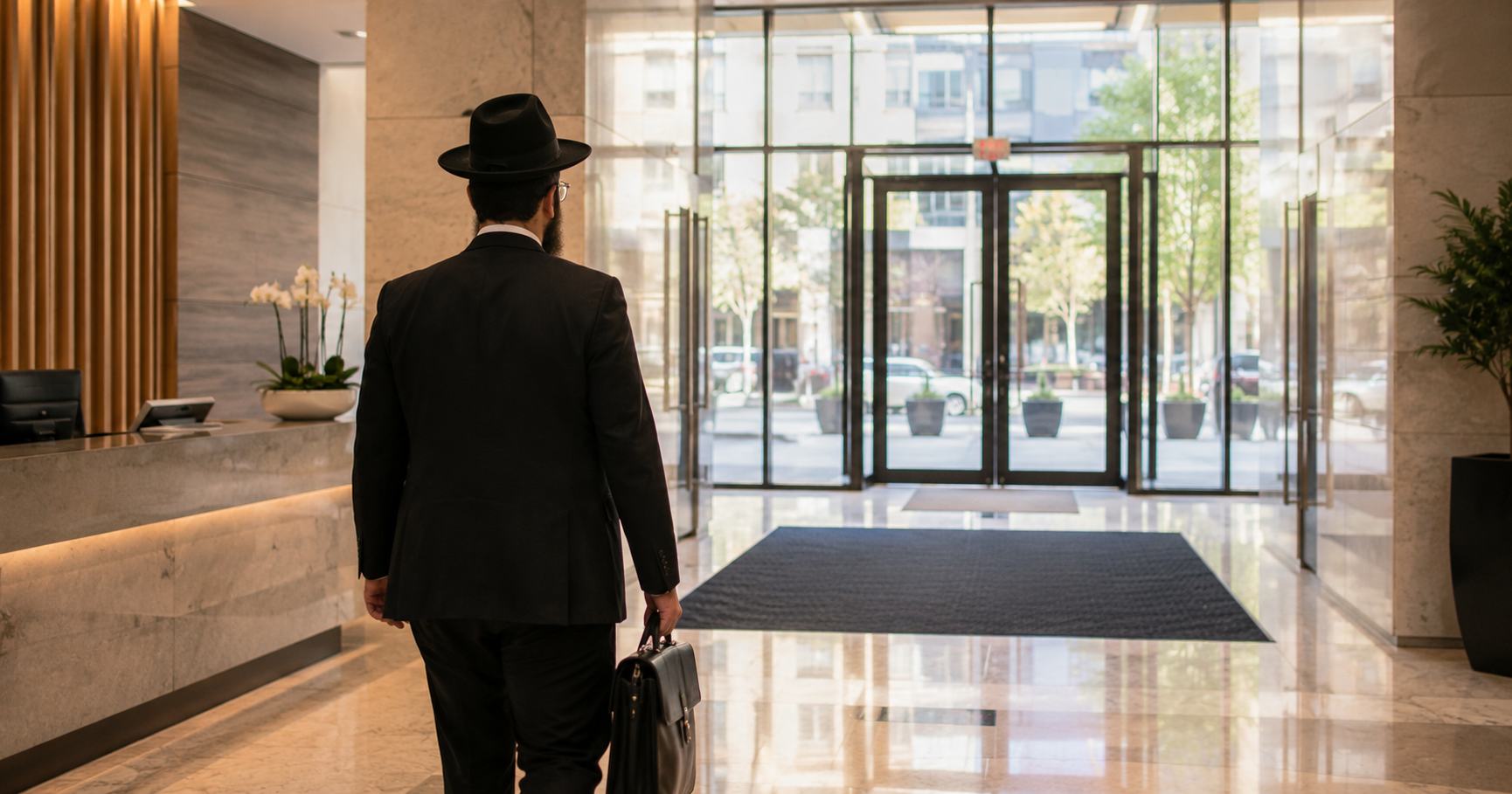 Orthodox Jewish men in a professional business meeting