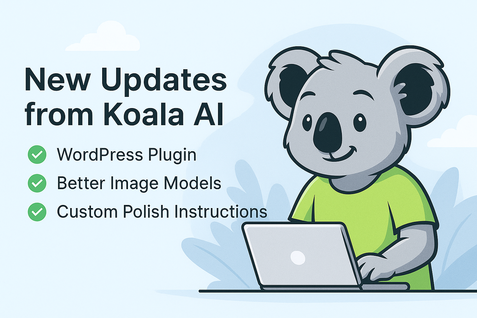 A futuristic digital dashboard showcasing content publishing and AI image generation tools, representing Koala AI’s new WordPress plugin and visual model upgrades