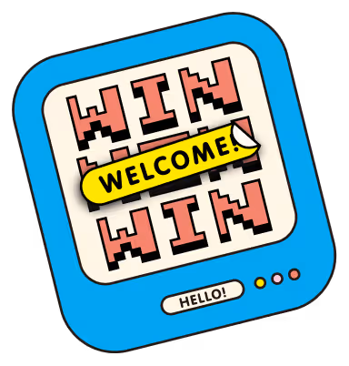 Welcome and Win Graphic