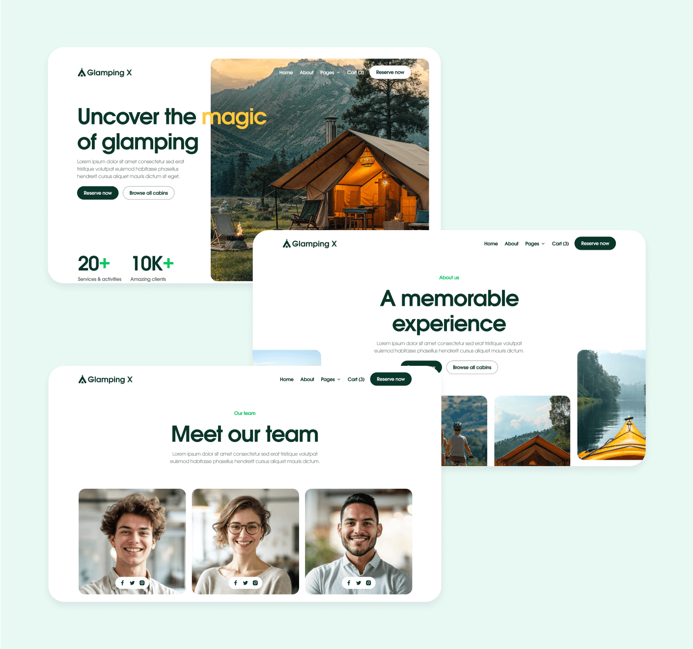 Glamping X More Than 60 Sections Glamping Webflow Template