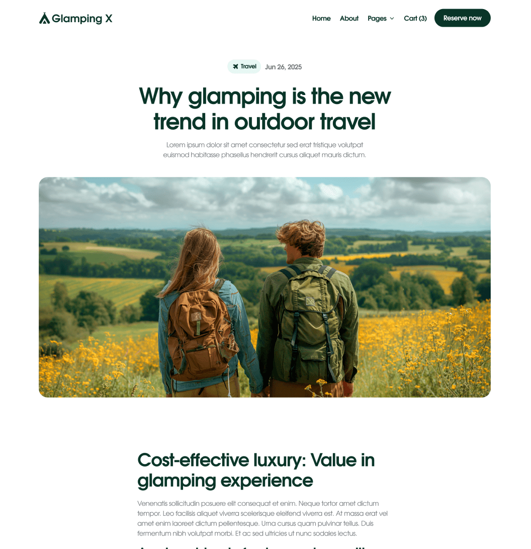 Glamping X Blog Posts Main Page Glamping Webflow Template