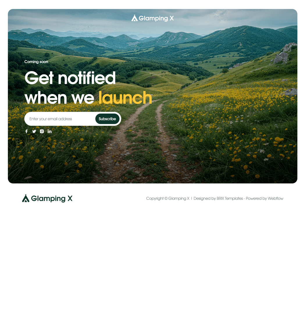 Glamping X Coming Soon Utility Page Glamping Webflow Template
