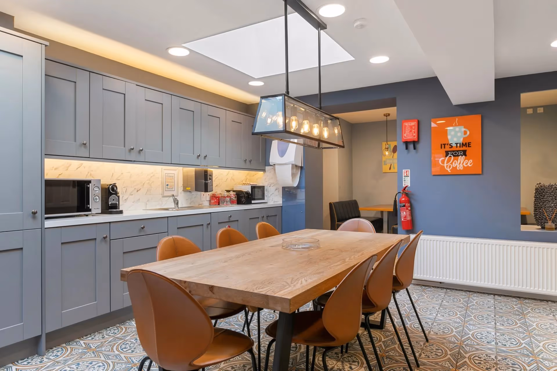 Shared kitchen area in office building