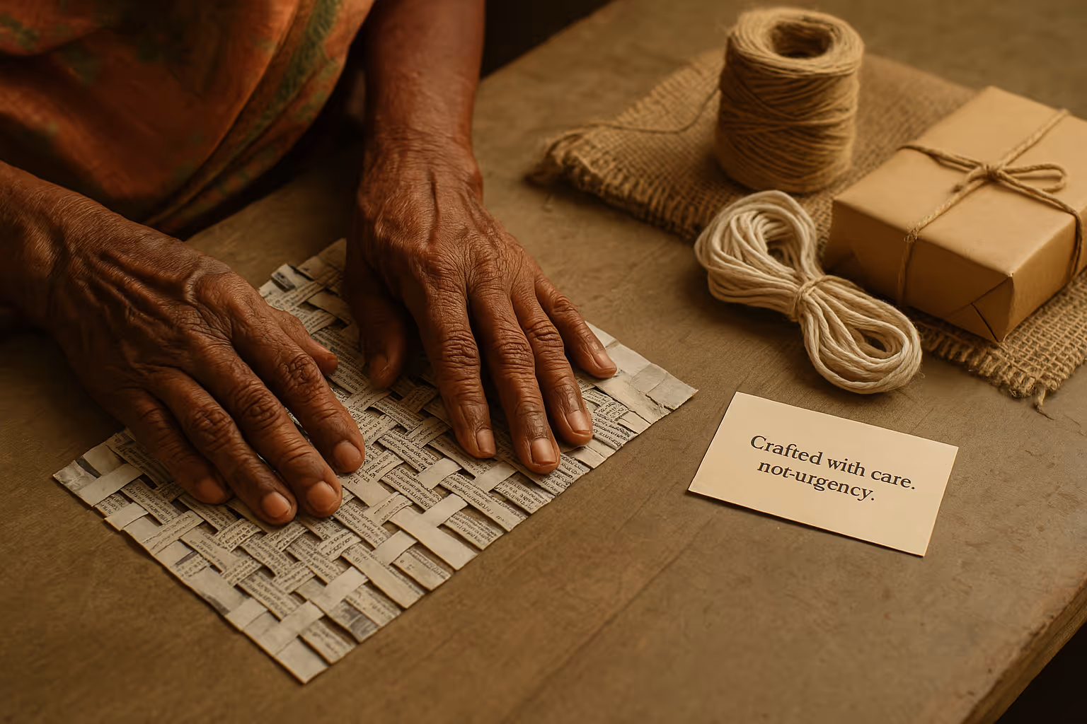 Handweaving newspaper