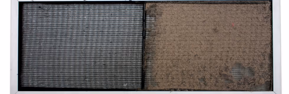 Two contrasting textured surfaces, one gray mesh-like, one brown and gritty