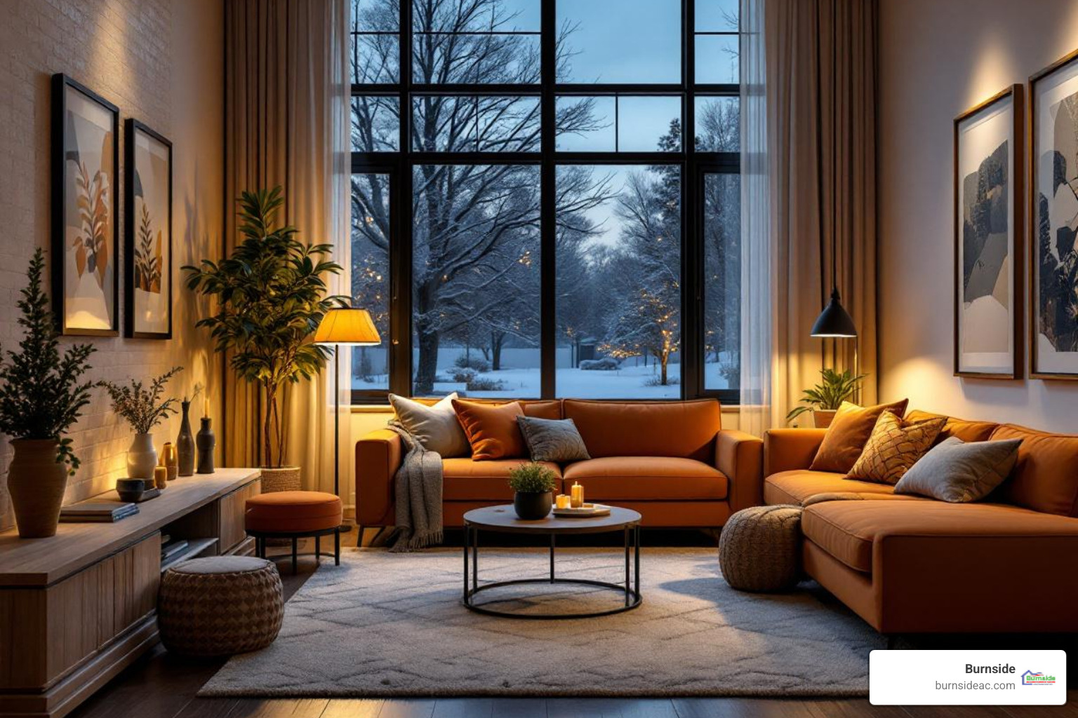 comfortable warm living room in a modern Frisco home - furnace replacement top rated in frisco, tx