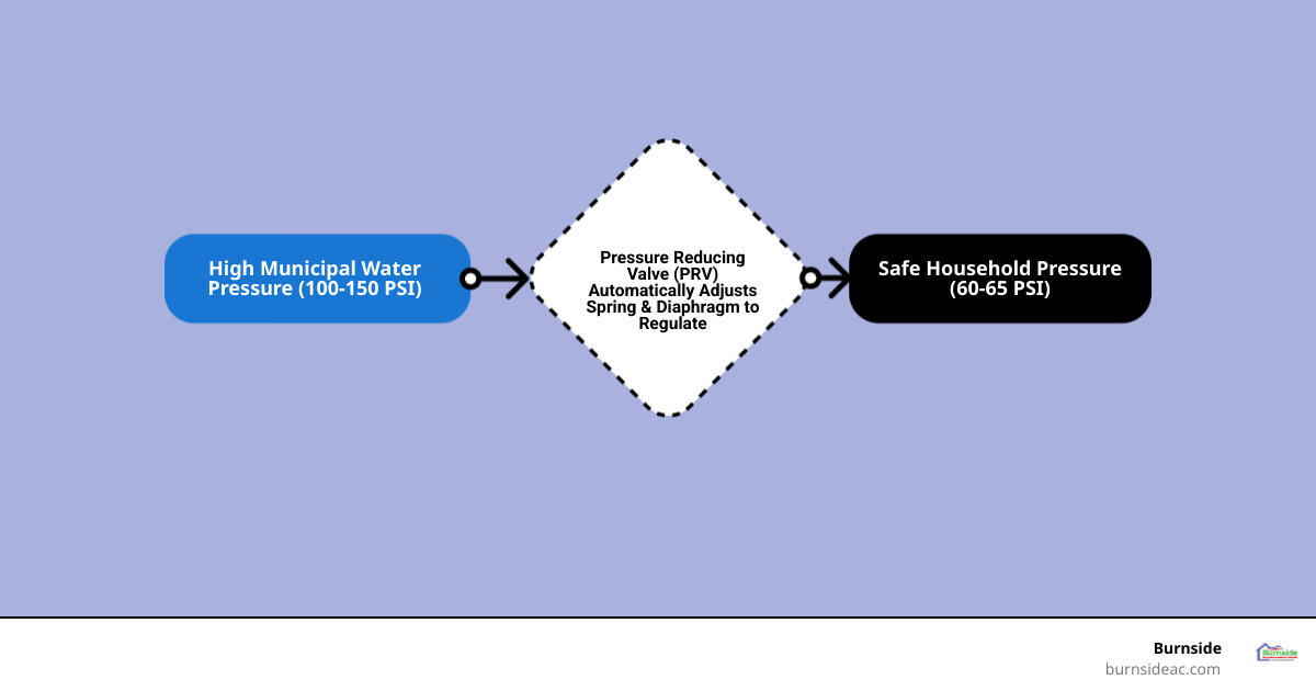 Infographic showing safe home water pressure range, PRV function, and municipal vs household PSI comparison - what is a Infographic showing safe home water pressure range, PRV function, and municipal vs household PSI comparison - what is a