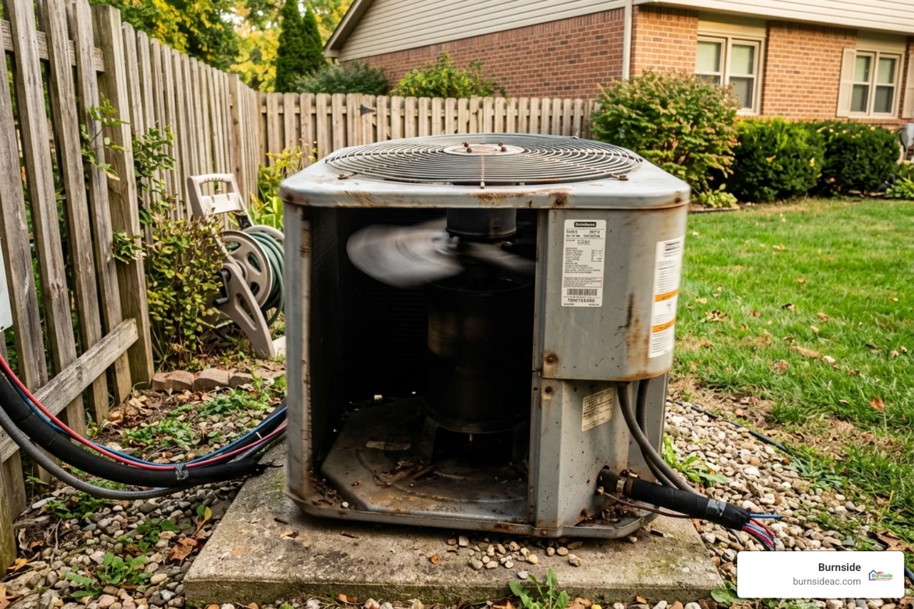 noisy outdoor HVAC unit in a backyard - why is my hvac system so loud