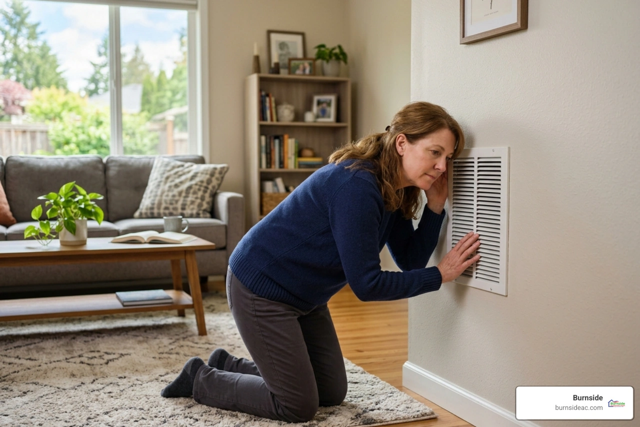 homeowner listening to a vent in a quiet house - why is my hvac system so loud