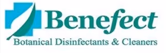 Benefect logo with green leaf icon and text Botanical Disinfectants & Cleaners.