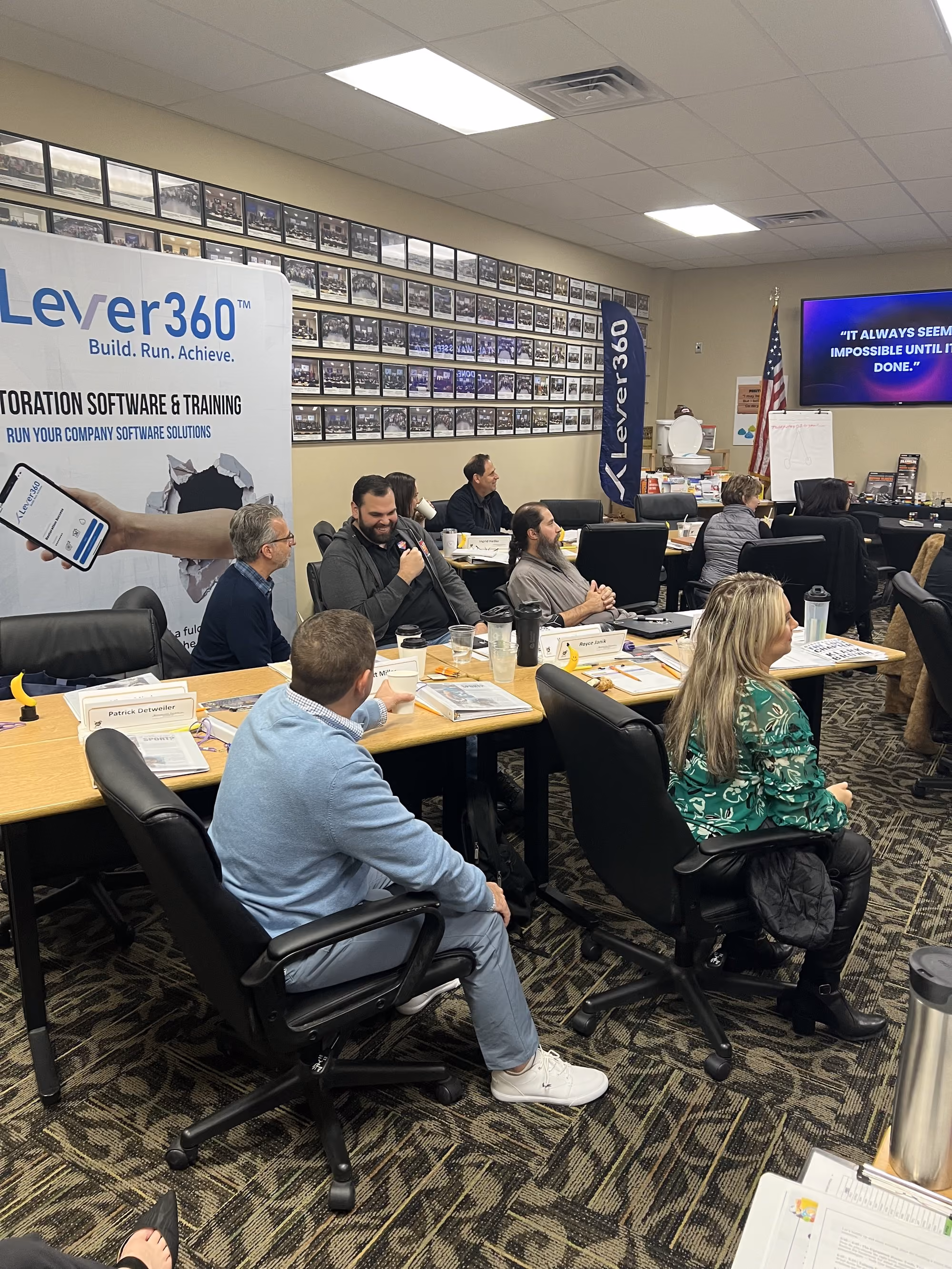 Restoration professionals in a hands-on RTI training class at the Lever360 classroom in Reading, PA