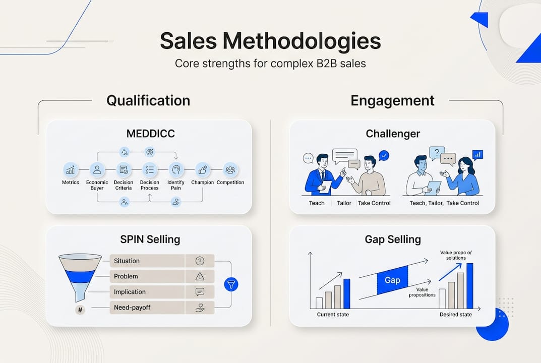 Infographic comparing B2B sales methodologies
