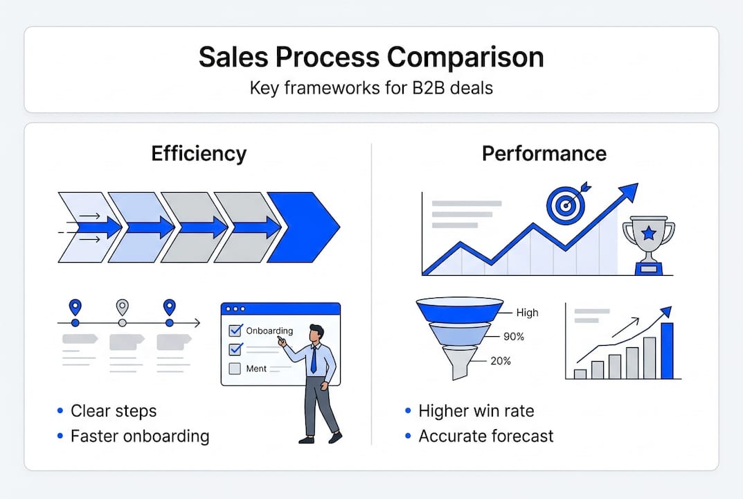 Infographic comparing sales process efficiency and performance