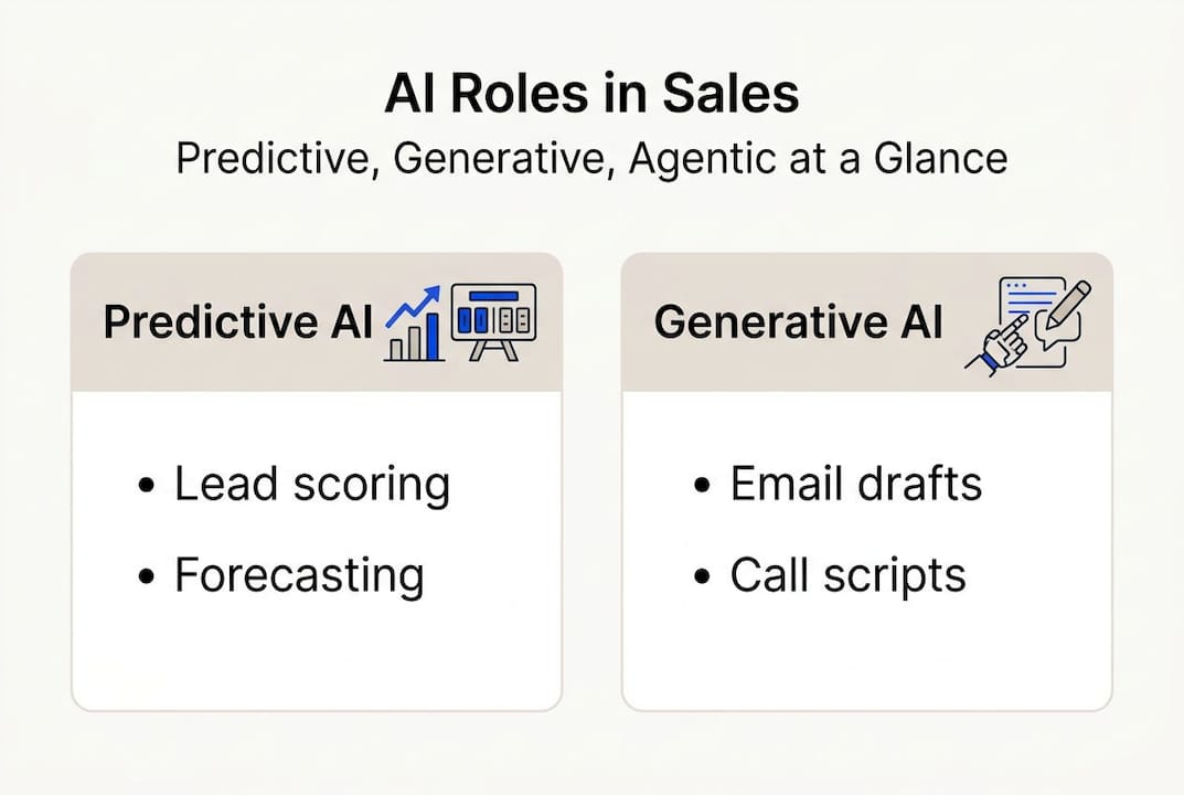 Infographic compares predictive and generative AI in sales