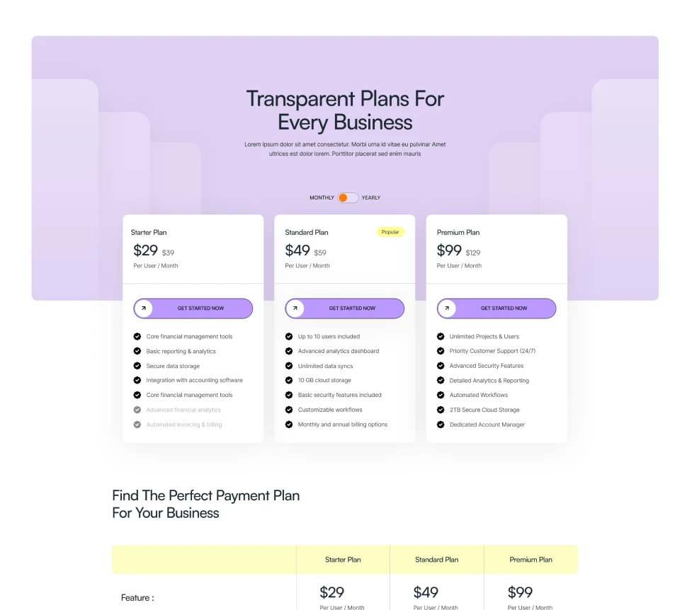 Pricing One Landing
