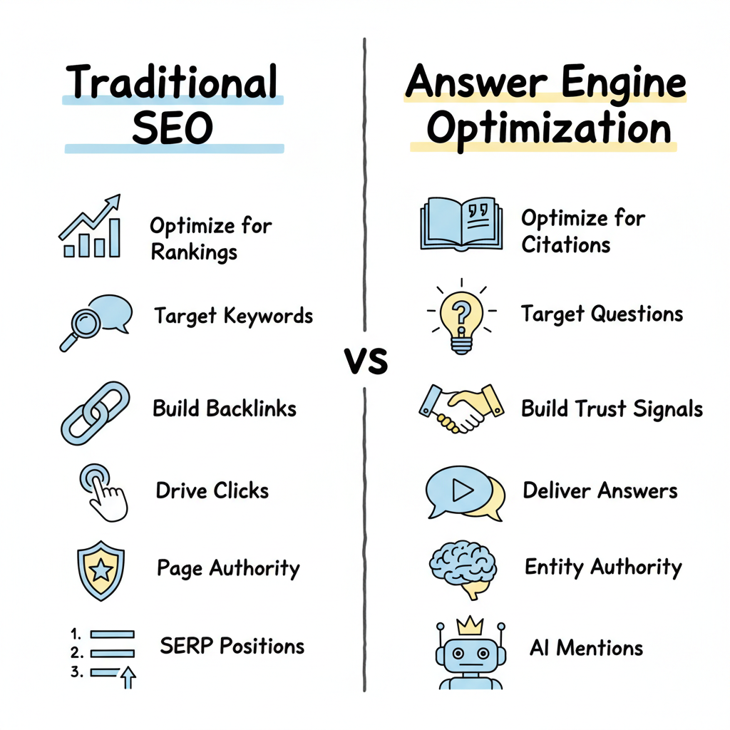 SEO vs AEO: Traditional rankings vs AI citations comparison