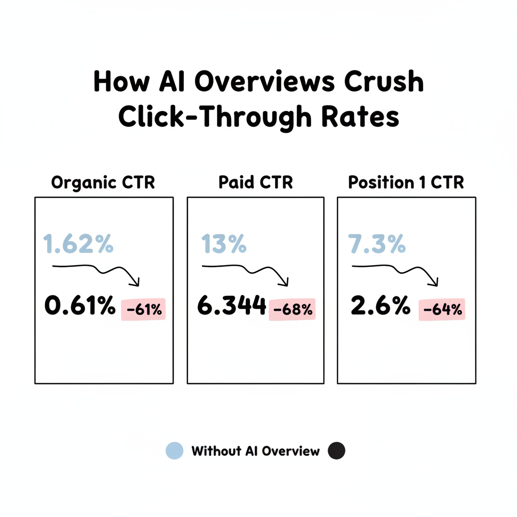 How AI Overviews reduce CTR across organic, paid, and position-1 results