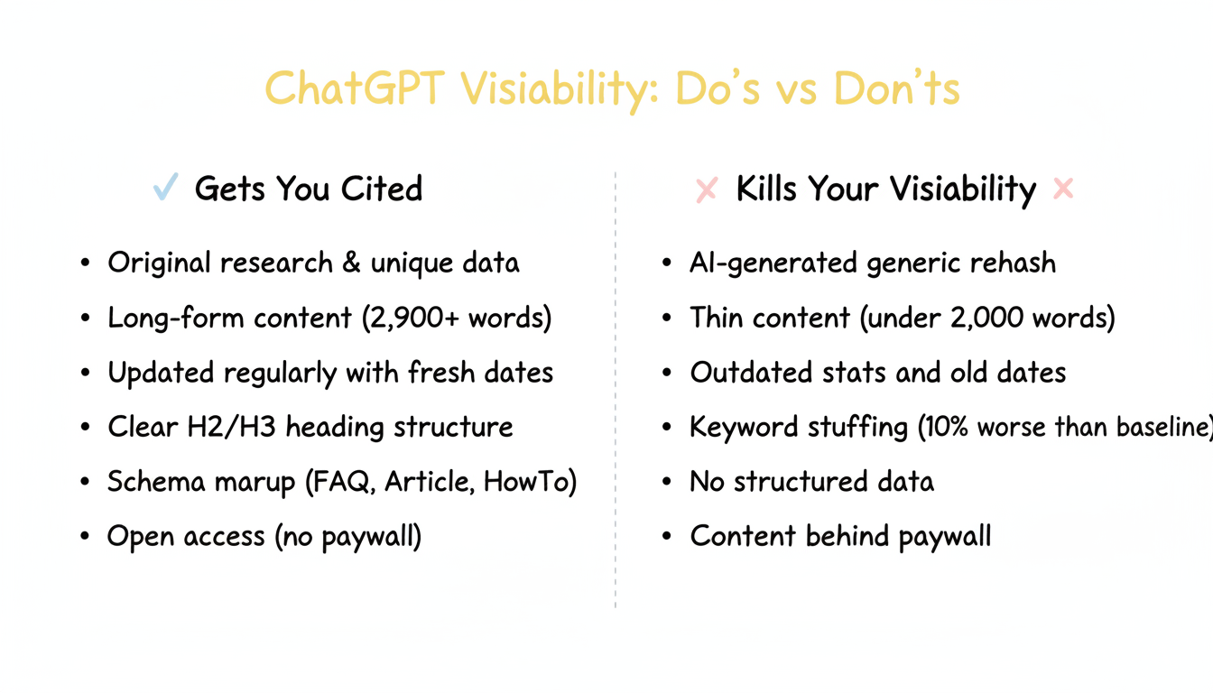 ChatGPT visibility do's vs don'ts — what gets you cited versus what kills your visibility