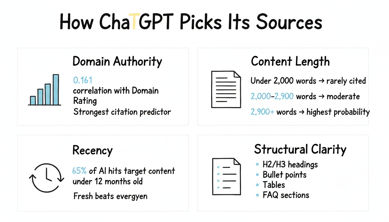 How ChatGPT picks its sources — the four key citation ranking factors with data