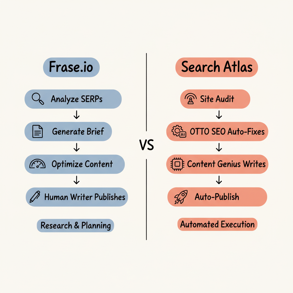 Frase.io vs Search Atlas: research-first vs automation-first workflow comparison