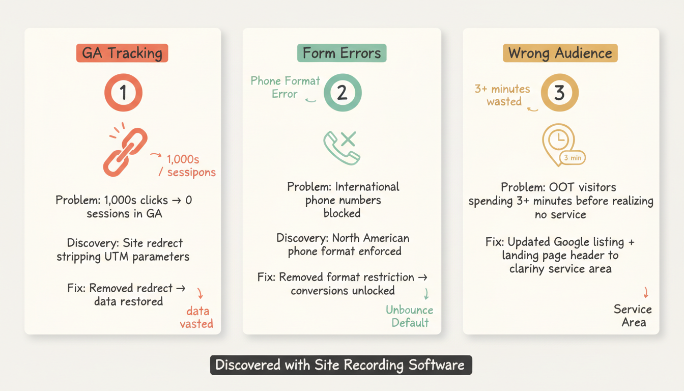 Three case study insights discovered through site recording software
