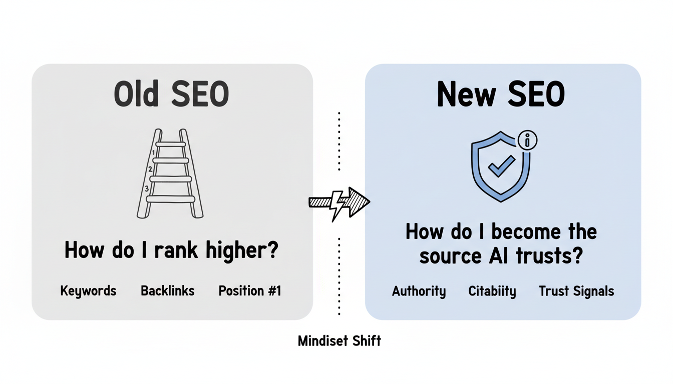 Old SEO vs New SEO: the trust-first mindset shift from ranking higher to becoming the source AI trusts