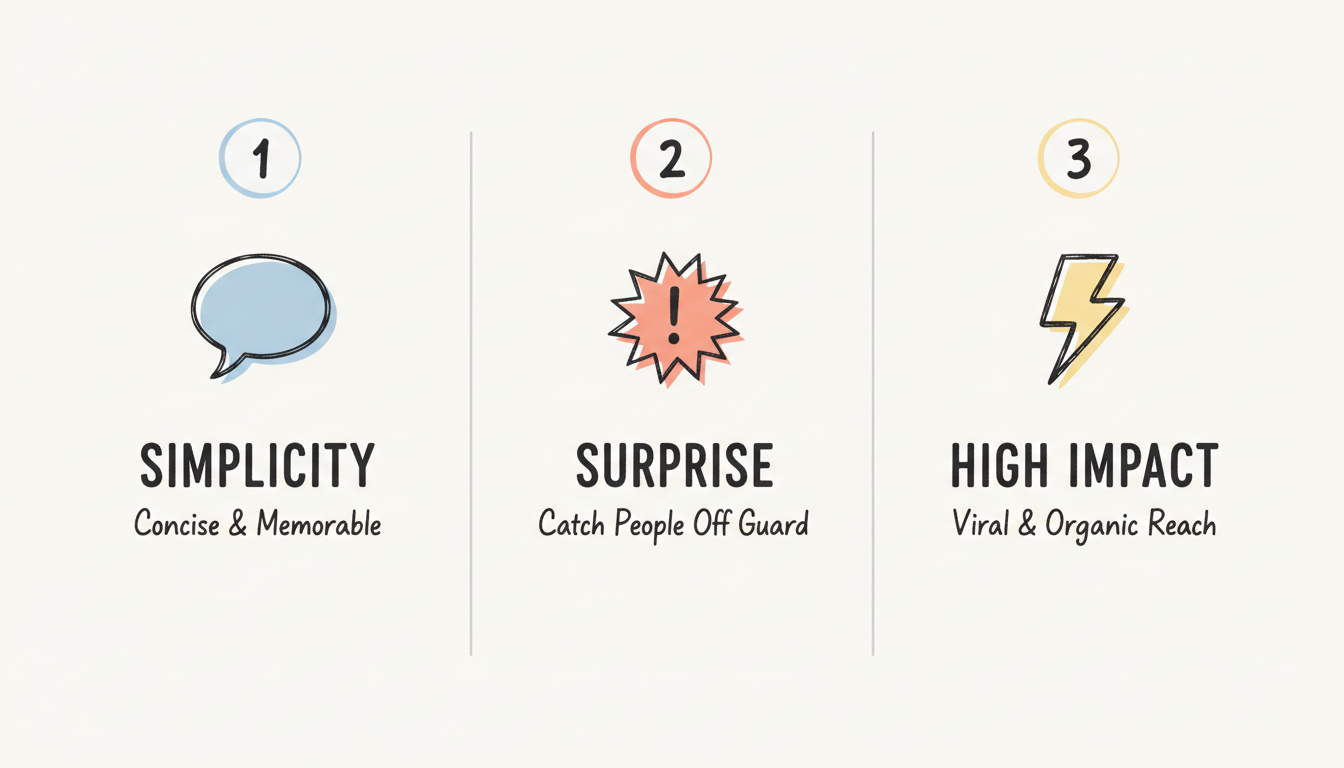 The three core principles of guerrilla marketing: simplicity, surprise, and high impact