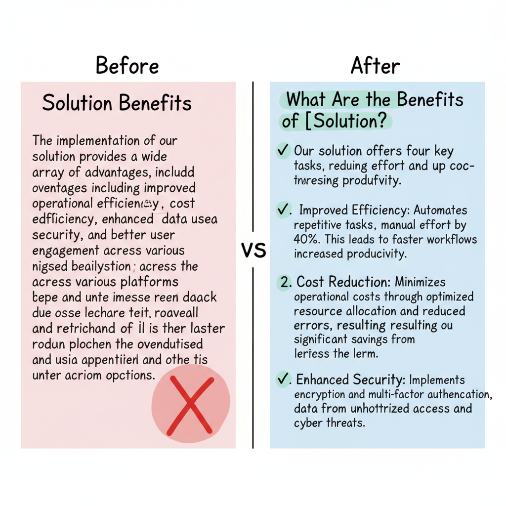 Before and after comparison of AI-optimized content structure showing answer-first formatting versus unstructured text