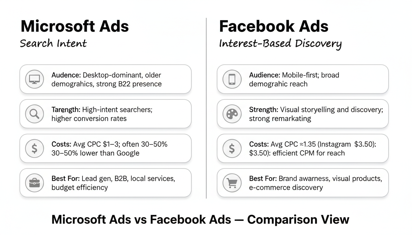 Microsoft Ads vs Facebook Ads — Comparison