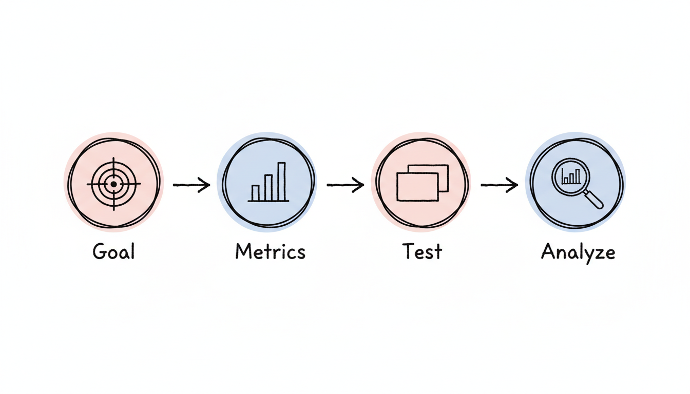 SEO Split Testing Workflow - 4-step process from goal setting to analysis