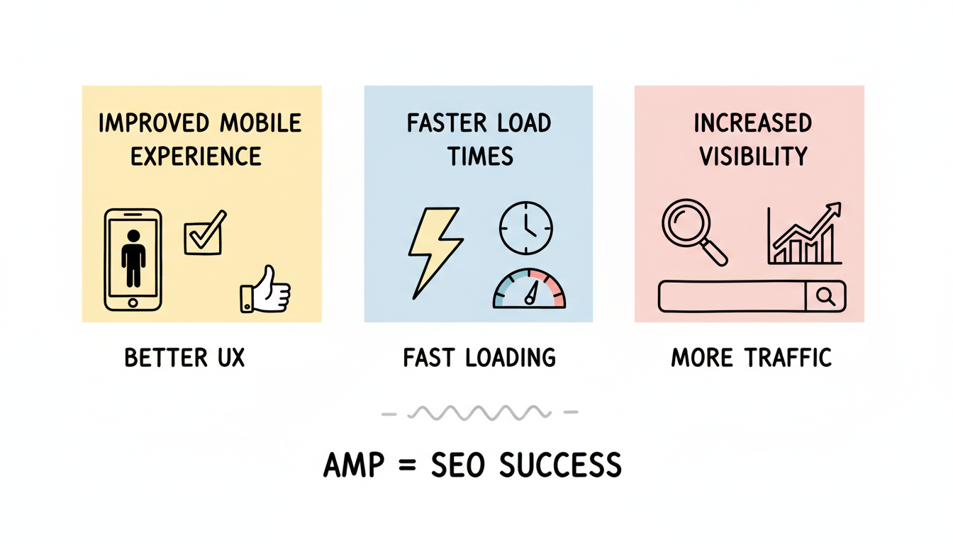 AMP SEO benefits - improved mobile experience, faster load times, and increased visibility