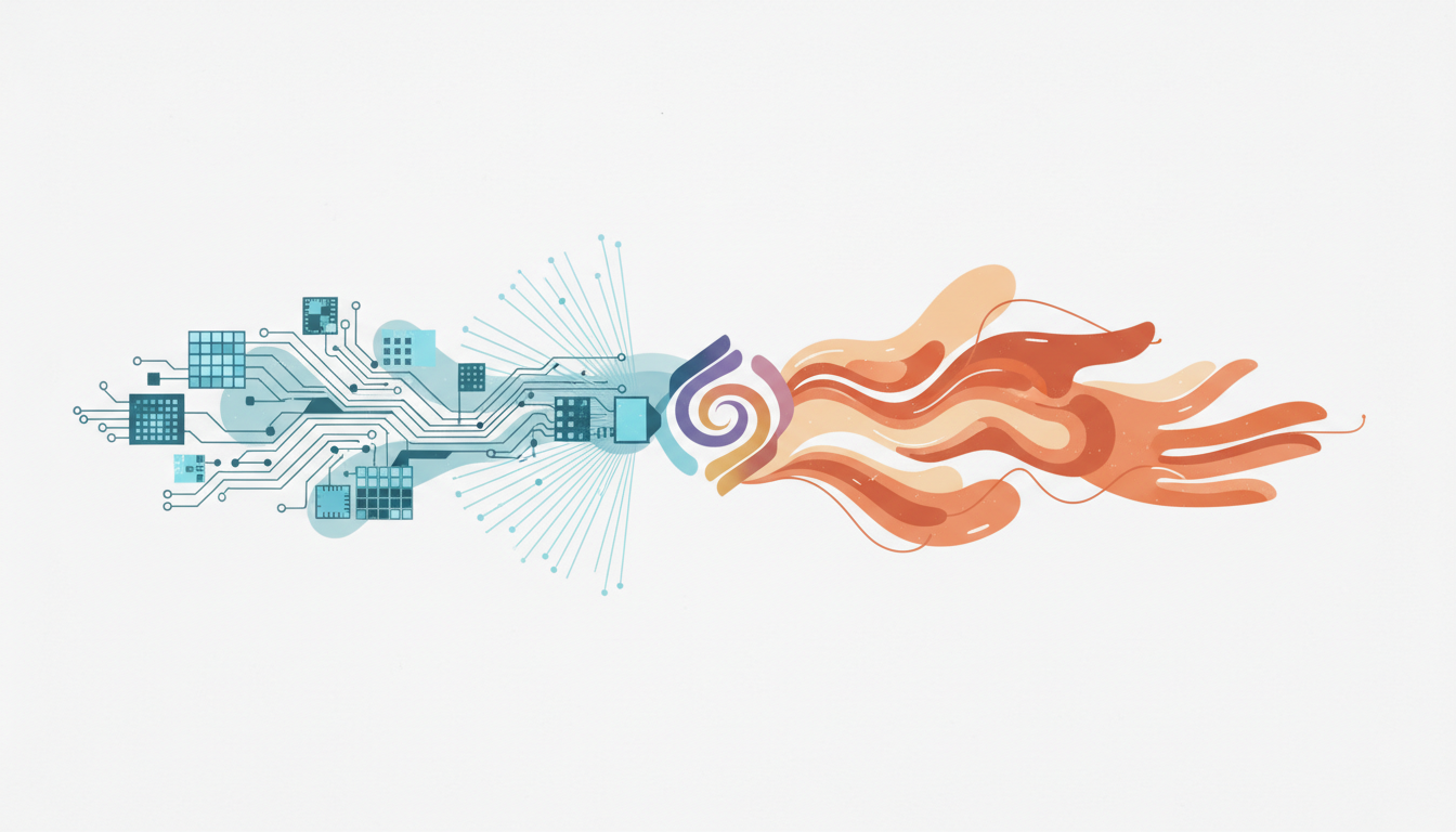 AI and human collaboration balance showing division of responsibilities between automated processing and human judgment