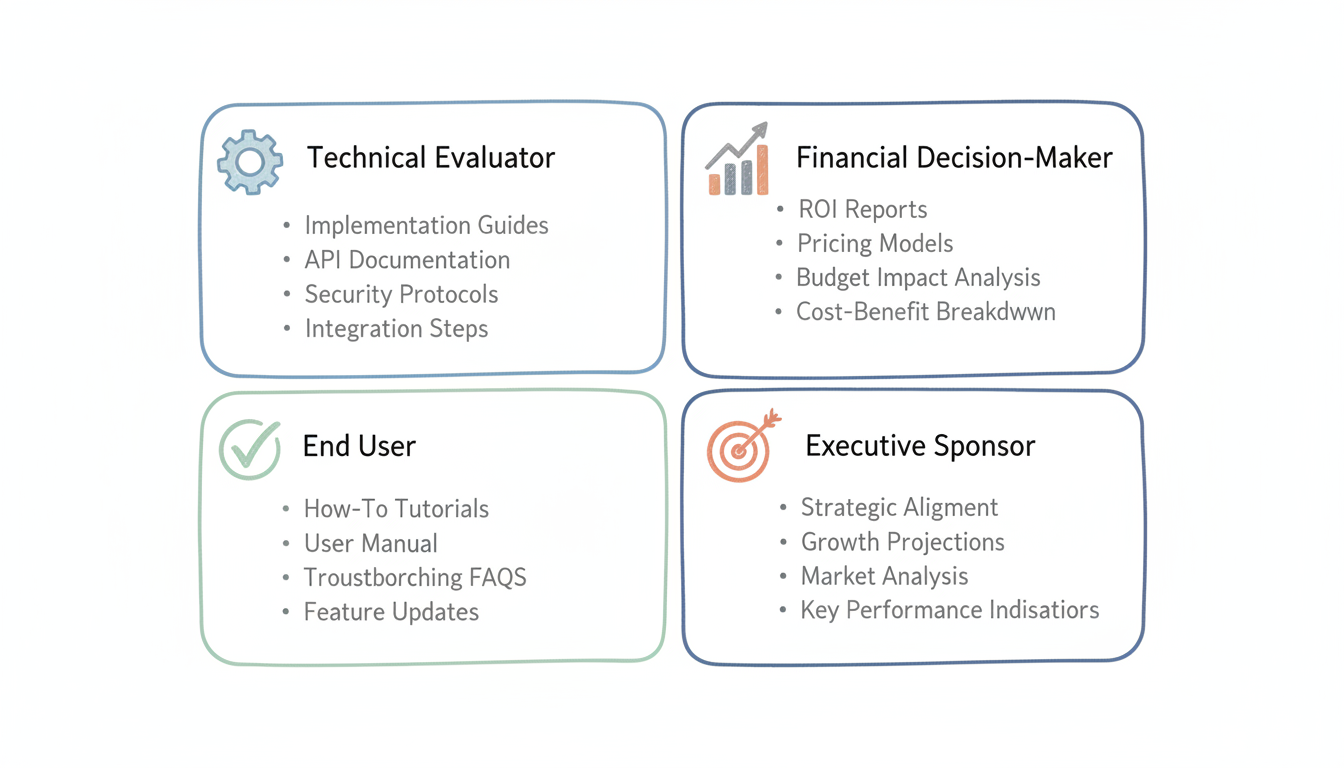 B2B Multi-Stakeholder Content Framework - Four key buyer personas and their content needs