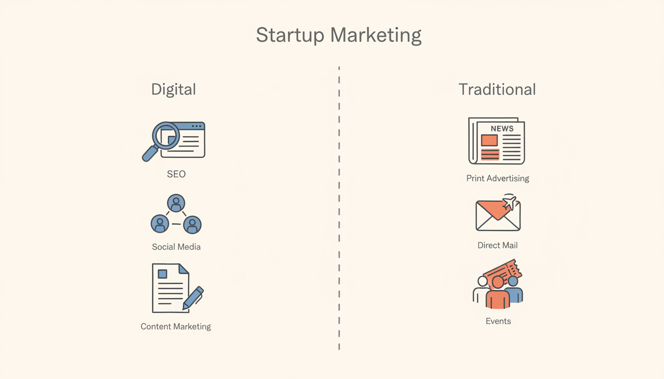 Comparison of Digital Marketing (SEO, Social Media, Content Marketing) versus Traditional Marketing (Print Advertising, Direct Mail, Events and Sponsorships)