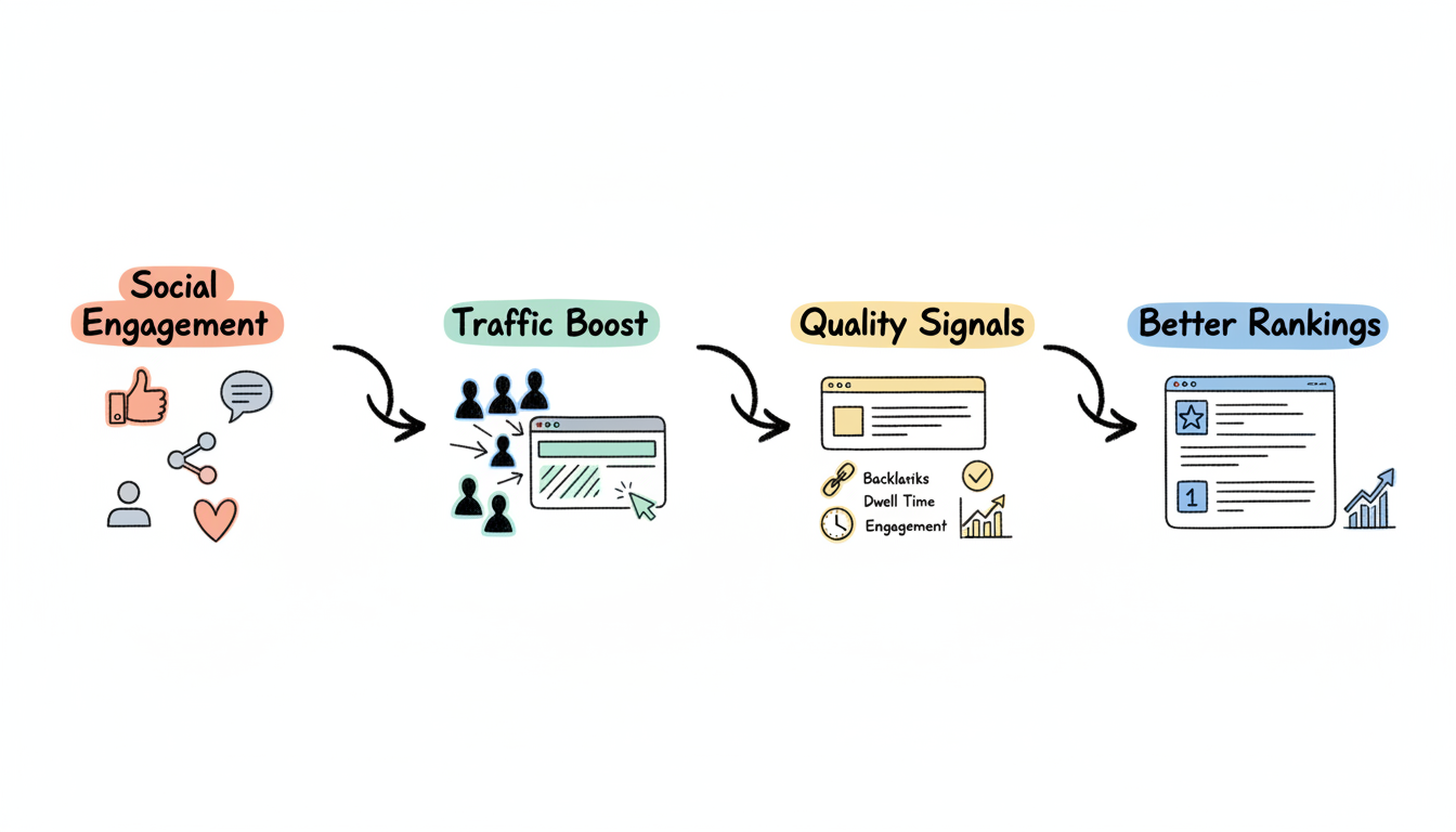 Social signals impact flow: From social engagement to increased traffic, quality metrics, and improved search rankings