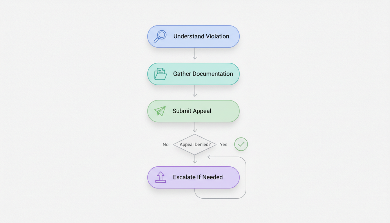 Appeal Process Flowchart showing the 4-step workflow