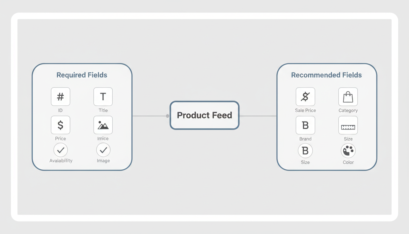 TikTok Product Feed Structure - showing required and recommended data fields organized in a framework