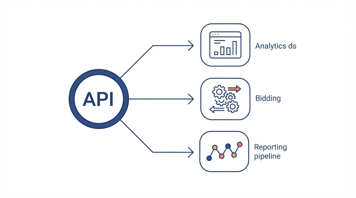 Framework of what teams build with the Google Ads API: bulk management, reporting pipelines, bid automation, and cross-account dashboards.