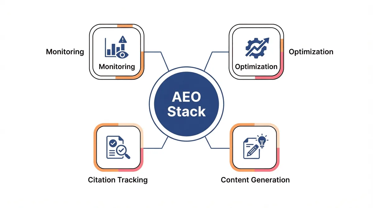 AEO tools framework: monitoring, optimization, citation tracking, content generation