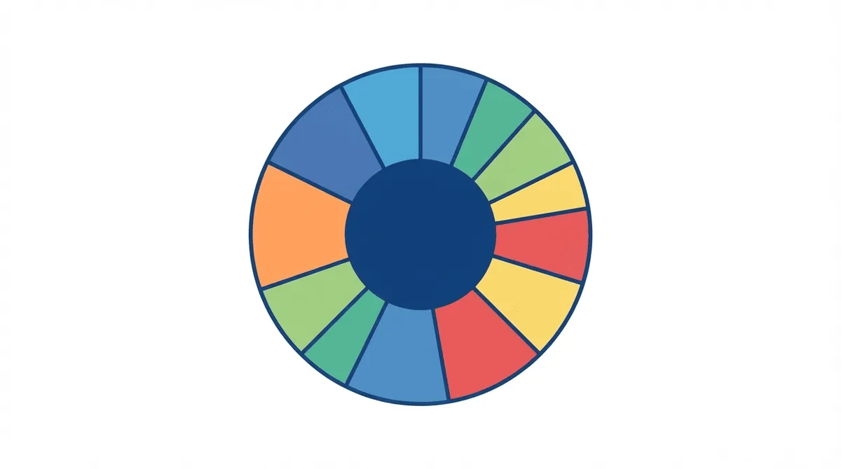 Conceptual flat-vector donut breakdown of Meta ad cost by campaign objective, with one segment highlighted in a warm accent, rendered in the stackmatix house style on a white background.