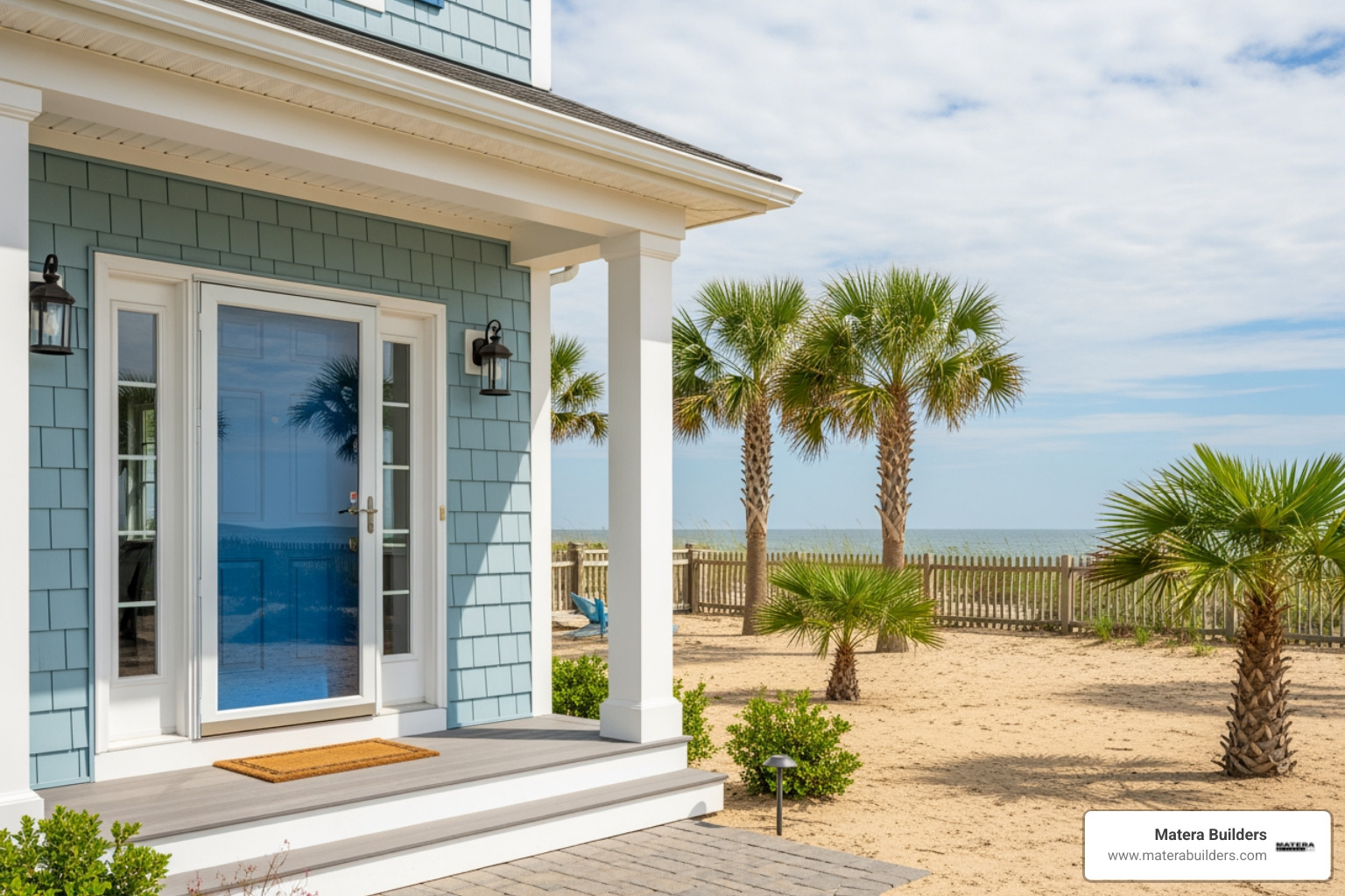 A full-view storm door installed on a beautiful coastal New Jersey home - Storm door installation NJ