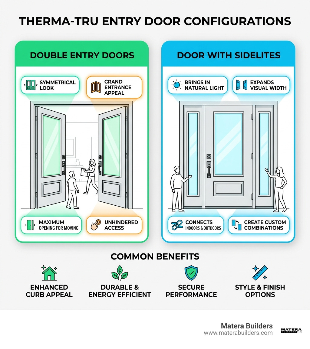 Infographic comparing Therma-Tru double door and sidelite configurations - therma tru double entry doors infographic 