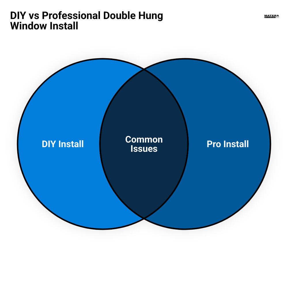 Infographic comparing DIY vs professional double hung window installation - Double hung window install infographic Infographic comparing DIY vs professional double hung window installation - Double hung window install infographic
