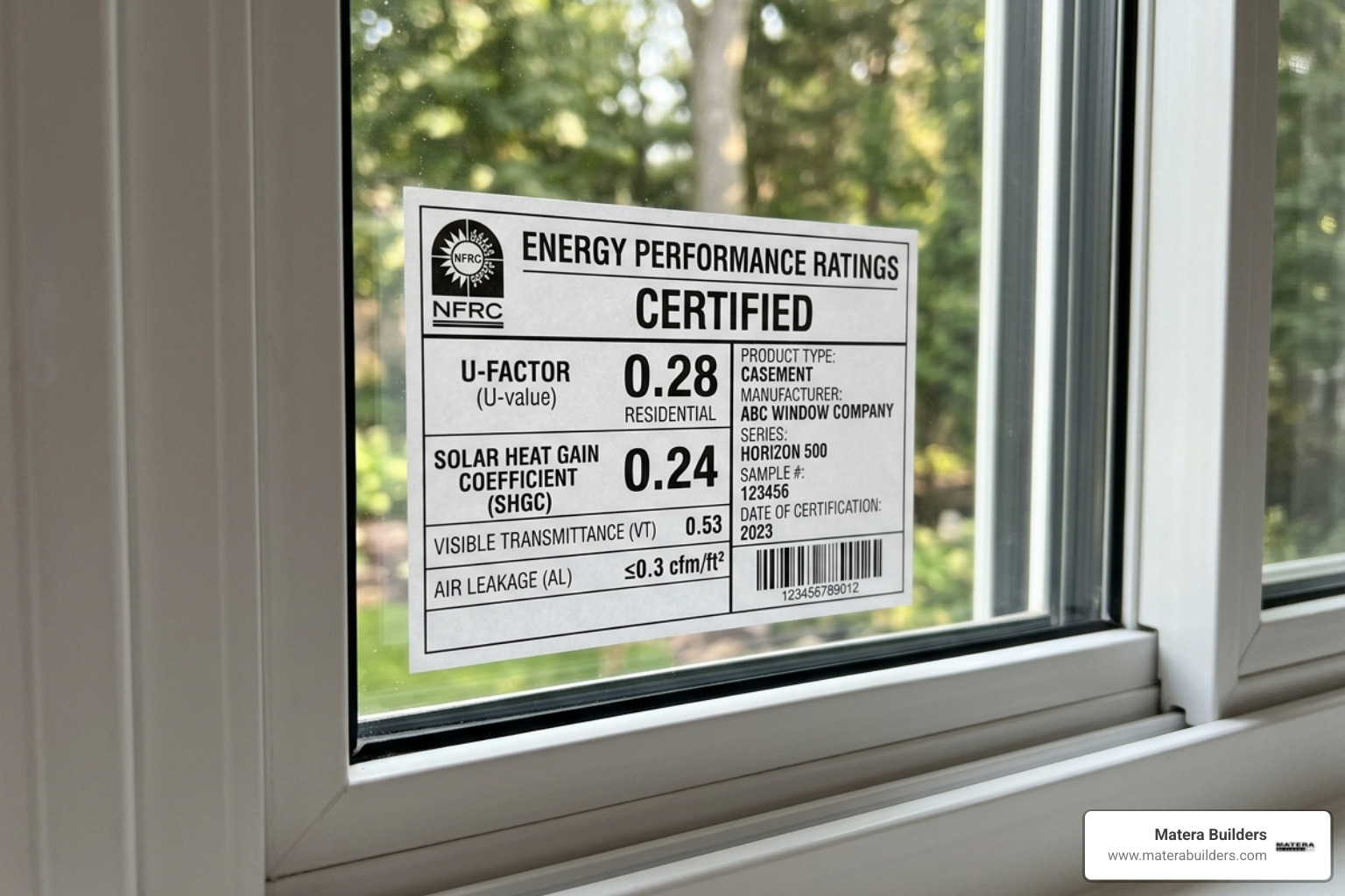 NFRC label showing U-factor and SHGC ratings - Energy efficient window upgrades NFRC label showing U-factor and SHGC ratings - Energy efficient window upgrades