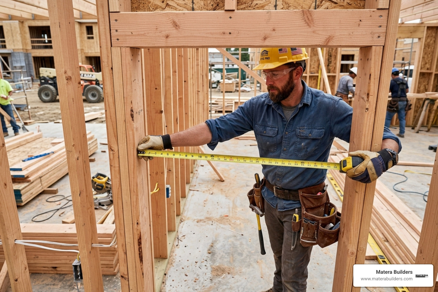 A contractor measuring a rough opening with a tape measure - install therma tru doors A contractor measuring a rough opening with a tape measure - install therma tru doors