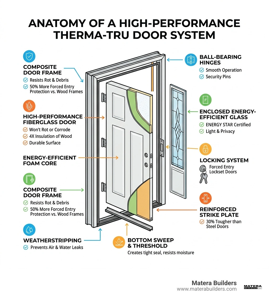 Anatomy of a high-performance Therma-Tru door system with labeled components - therma tru front door infographic Anatomy of a high-performance Therma-Tru door system with labeled components - therma tru front door infographic
