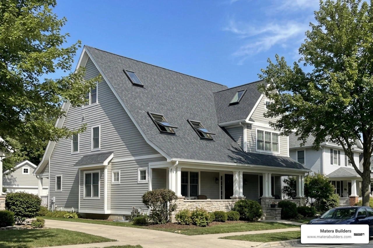 Steep residential roof with multiple skylights - average skylight cost Steep residential roof with multiple skylights - average skylight cost