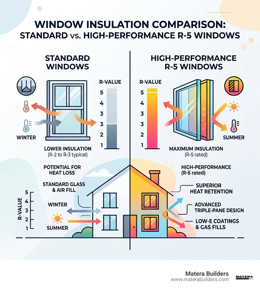 Infographic comparing standard window R-values to high-performance R-5 windows infographic Infographic comparing standard window R-values to high-performance R-5 windows infographic