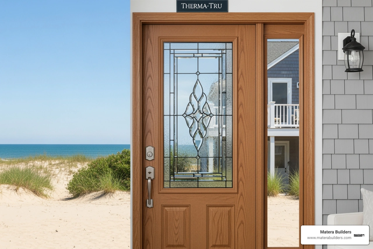 A Smooth-Star door with glass installed in a coastal New Jersey home
