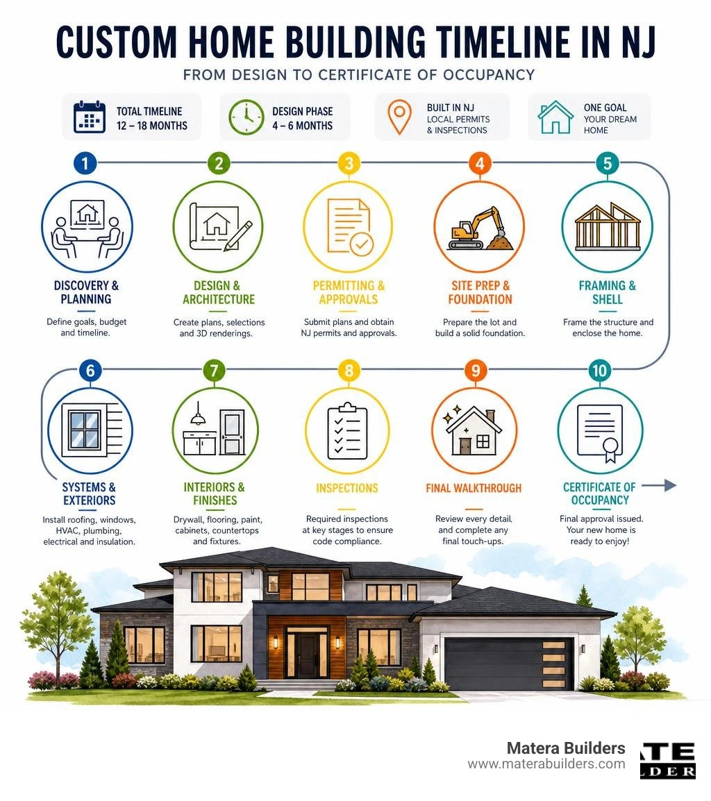 Custom home building timeline in NJ from design to certificate of occupancy infographic infographic Custom home building timeline in NJ from design to certificate of occupancy infographic infographic